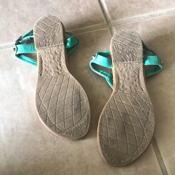 Teal/Gold Sandals - Picture 3 of 5